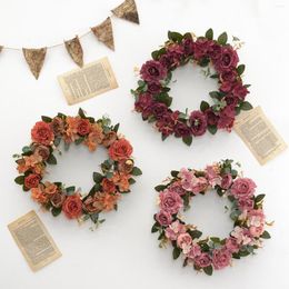 Decorative Flowers Home Decor Rose Garland Of Artificial Peony Wreath Hydrangea Wedding Christmas Hawaiian Party Decorations Festive Garden