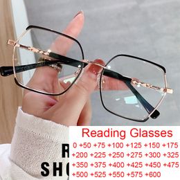 Reading Glasses Oversized Square Polygon Computer Women Men Fashion Anti Reflective Blue Ray Protection 0.5 1.5 230508