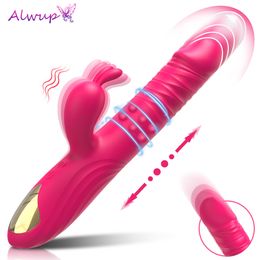 Vibrators Rabbit Vibrator for Women Vagina GSpot Nipple Clitoris Stimulator Thrusting Telescopic Rotating Dildo for Adult Sexy Toys 230508