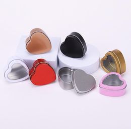 Heart Shape Small Tin Candy Packing Boxes with Transparent Window Gold Silver Metal Container Wedding Birthday Gift Organizer SN4152