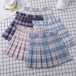 Skirts Plaid Skirt Pleated High-Waist Women's Summer A-Line Korean College Style School Girls Eam Dance Clothing Mini Short Skirt 230508
