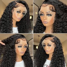 Brazilian Long Water Front Black /Brown /Blonde /Red Hd Wigs For Women 34 Inch Deep Wave Lace Frontal Synthetic Wig 7689