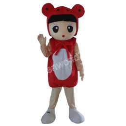 Professional Red Girl Mascot Costume Simulation Cartoon Character Outfits Suit Adults Outfit Christmas Carnival Fancy Dress for Men Women