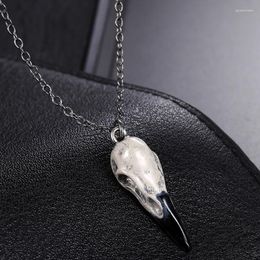 Pendant Necklaces Vintage Gothic Goth Punk Viking 3D Raven Crow Skull Necklace For Men Women Retro Collar Collier Wicca Neck Chain Jewellery