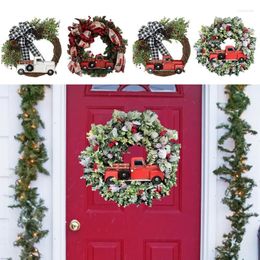 Decorative Flowers Christmas Wreath 15.7inch 40cm Winter Artificial Eucalyptus With Red Berries And Bowknot Truck Reef