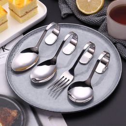 Bend Handle Serve Spoon Fork Silverware Stainless Steel Spoon Fork Hotel Restaurant Buffet Use