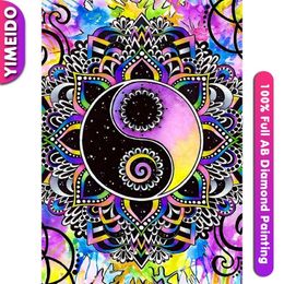 Stitch YIMEIDO New 5D Full Square/Round 100% AB Diamond Painting Kit Colorful Flowers Mandala Diamond Embroidery Mosaic Home Decor Gift