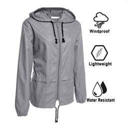 Women's Jackets Packable Rain Jacket Outdoor Hooded Windbreaker With Adjustable Drawstring Cool Women Trench Waterproof Zipper Coat XXL 2023