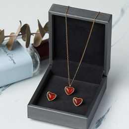 Pendant Necklaces Steel Women Heart Shape Jewellery Portable Electroplated Unfading Romantic Smooth Jewellery Birthday Gift Red Type