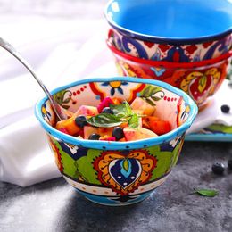Bowls Luxury Hand-painted Ceramic Thickened Tableware Rice Salad Fruit Noodle Bowl Restaurant Household Kitchen Supplies Decor