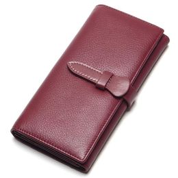 Wallets 2024 Vintage Purses Tri-fold Women Long Real Leather Brand Retro Ladies Zipper Woman Wallet Card Clutch