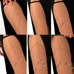 Belly Chains 2023 New Women Bohemian Thigh Chain Simple Star Body Chains for Women Doublelayer Metal Bodychain Fashion Thigh Jewellery Leg Cha Z0508