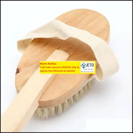 Bath Brushes Sponges Scrubbers Bathroom Body Long Handle Natural Bristles Exfoliating Masr With Wooden Dry