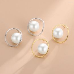 Stud Earrings WPB S925 Sterling Silver Openwork Pearl Rings For Women K Gold Plated Luxury Jewelry Gifts Party Prom