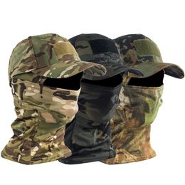 Ball Caps MEGE Tactical Camouflage Mask Hat Baseball Cap Beanies Military Army Skullies Unisex Hip Hop Knitted Cap Elastic Outdoor Cap 230506