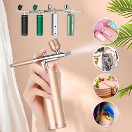 Airbrush Tattoo Supplies Face spray gun spray water oxygen injection mini air compressor kit for nail art tattoo craft cake nano fog spray gun 230506