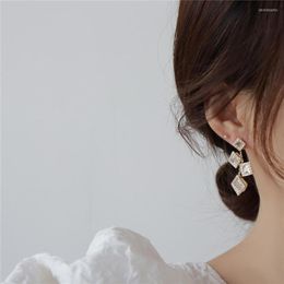 Dangle Earrings 2023 Korean Design Creative Cube Zirconia Geometric Earring For Women Bling Crystal Zircon Stud