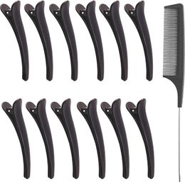 Pack of 12 Hair Sectioning Clips for Women with 1 PCS Antistatic Tail Comb Professional Hairdresser Clips for Salon Styling &a