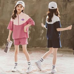 Sets Suits Summer Girls Sports Suits Fashion Breathable Cotton Shorts Sleeve Sets For 3 12 Years Baseball Uniform Kids Clothes 230508