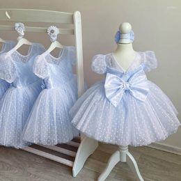 Girl Dresses Summer Mesh Polka Dots Dress For Formal Party Elegant Princess Children Kids Tulle Prom 4-10Y Pageant Vestido