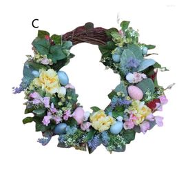 Decorative Flowers Door Wreath Bright Colour Easter Egg Garland Eye-catching Build Atmospheres Artificial Flower Home Decor