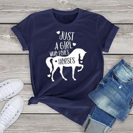 Women's T-Shirt FLC Just A Girl Who Loves Horses T Shirt Women Horse Lover Gift Funny Animal Graphic Female T Shirt Fashion harajuku Tops US 3XL 230508