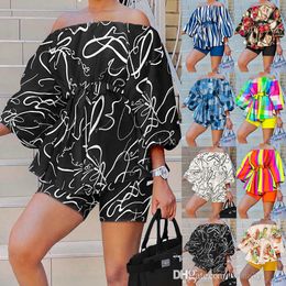 Plus Size S-3XL Designer Tracksuit Women Summer 2 Pece Sets Clothing Fashion Sexy Off Shoulder Top And Shorts Belt Two Piece Set For Ladies