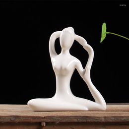 Decorative Figurines Nordic Ceramic Figurine Yoga Girl Pose Statue Home Decor Kawaii Abstract Character Art Sculpture Desktop Decoration