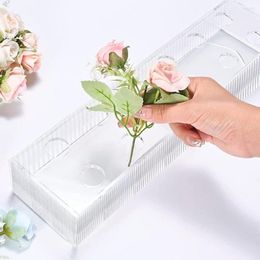 Vases Transparent Rectangular Acrylic Vase With Lid Flower Family Decoration Gift Wedding Dining Modern Design Tabl Z8B9