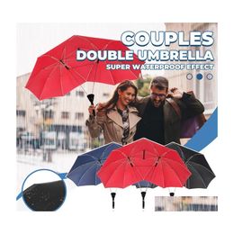 Umbrellas Creative Lovers Umbrella Double Pole Top Onepiece Selfopening Antiuv Rain Windproof Couples Drop Delivery Home Garden Hous Dhubv