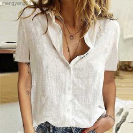 Women's Blouses Shirts Oversize Fashion Lady Tops Woman Shirts Summer Button Up Irregular Women Shirt Solid Cotton Short Sleeve White Top Blusas Mujer T230508