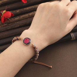 Charm Bracelets Bohemian National Style Emperor Stone Heart-shaped Hand Woven Double-layer Jewelry Bracelet