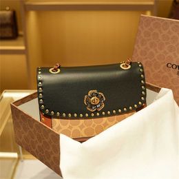 Cheap Purses on sale Luxury Brand 2023 New Rivet Mountain Camellia Women's Bag Fashion Casual Leather Chain One Shoulder Kou