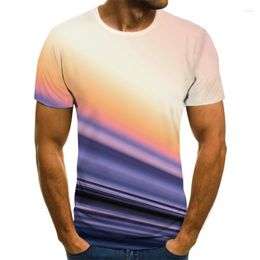 Men's T Shirts 2023 Men's Striped T-shirt Summer Casual Short-sleeved Fashion 3D Shirt Round Neck Simple Plaid Streetwear LEC Boys