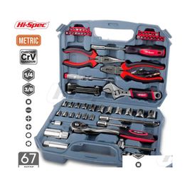 Professional Hand Tool Sets Hispec 67Pc Car Repair Kit Set 1/4 3/8 Mechanical Tools Metric Diy Socket Screwdriver Plier In Box H2205 Dhian