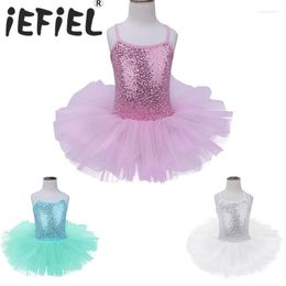 Girl Dresses IEFiEL Kids Ballet Tutu Dress Girls Ballerina Sequined Dance Costume Gymnastics Leotard Dancewear Stage Performance