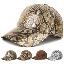 Snapbacks Men Women High Quality Snake Skin Print Leather Dad Hat Baseball Cap Adjustable Classic Sport Leopard Print Outdoor Bone Hat G230508