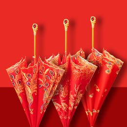 Umbrellas Long Strong Umbrella Luxury Big Sunshades Automatic Shade Umbrellas Uv Protection Hanfu Sombrilla Chinese Wedding for Couples 230508