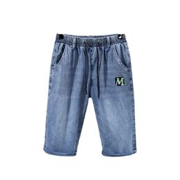 Men's Large Crop Jeans shots Men's Summer Jean Print Elastic Waist Slim Fit Denim Harlan Pants Mens Shorts for Man short Big Size M-10XL