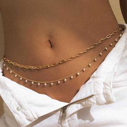 Belly Chains Thin Chain Waist Belt For Women Doublelayer Butterfly Decoration Metal Waist Chain Beach Bikini Sexy Allmatch Waistband Z0508