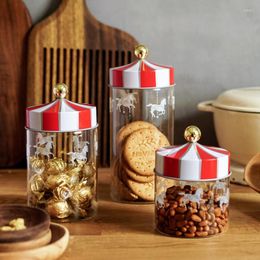 Storage Bottles Airtight Tins Christmas Candy Jar For Spices Glass Container With Lids Moisture Proof Carousel Cookie Kitchen Foods Bottle