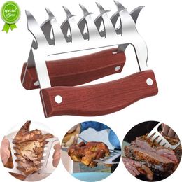 New LMETJMA Bear Claws Stainless Steel BBQ Meat Shredder Claws with Wooden Handle Bottle Opener Turkey Chicken Claws KC0423