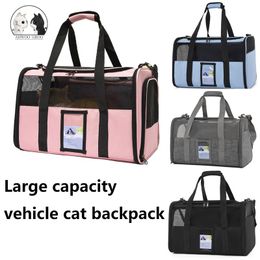 Carrier Cat Dog Oxford Cloth Bag Grid Portable Outdoor Travel Carrier Multifunction Cat Backpack Large Capacity Foldable Breathable Cage