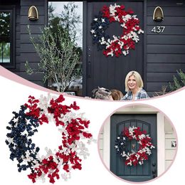 Decorative Flowers Realistic Heart Independence Day Wreath Door Hung With American National Style Home Decoration Berry Vine