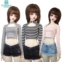 Doll Accessories 1 3 1 4 BJD Clothes SD DD Toy Ball Joint Fashion T shirt high waisted jacket denim shorts gift for girls 230508
