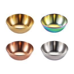 Stainless Steel Round Seasoning Dishes Bowls Condiment Cups Sushi Dipping Small Dish Bowl Saucers Mini Appetizer Plates SN4374