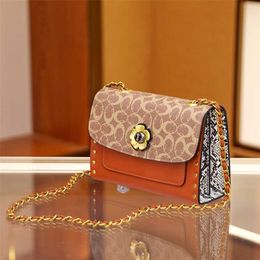 80% Off Hand bag clearance Baobao Women's New Single Shoulder Crossbody Handbag Chain Camellia Flower Lock Buckle Rivet Pattern Coloured Small Square Bag