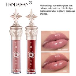 Handaiyan 8 Colours Lip Gloss Longlasting Glitter Red Nude Lipstick Liquid Waterproof Moisturise Luminous Lipgloss Makeup