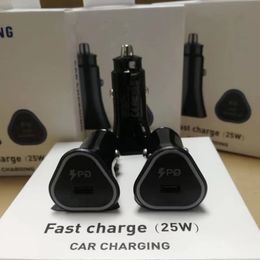 25W PD Car Charger For S20 S22 Z Fold Filp3 USB C Super Quick Charge Cable Type-C Port Car Charger Adapter For iPhone Galaxy Note10 20