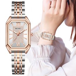 Womens Watches Luxury Famous Brand Stainless Steel Rectangle Quartz Watch For Fashion Dress Relogio Feminino 230506